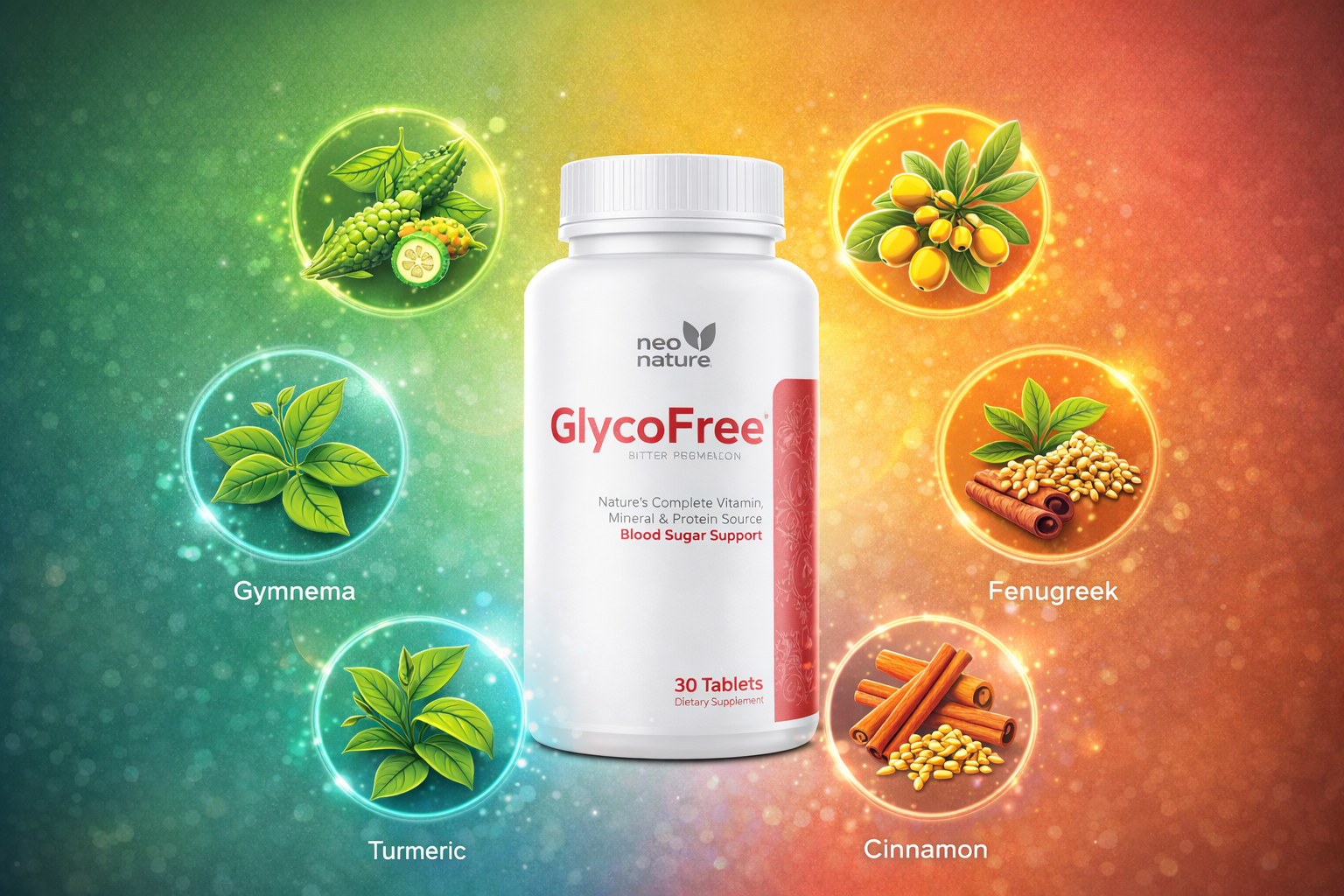 Key ingredients visual around bottle